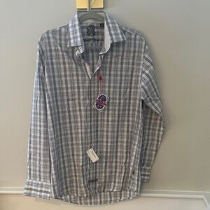 English Laundry Gray and White Checkered Shirt